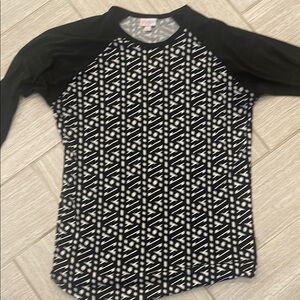 LuLaRoe Black and White Geometric Long Sleeve Tee